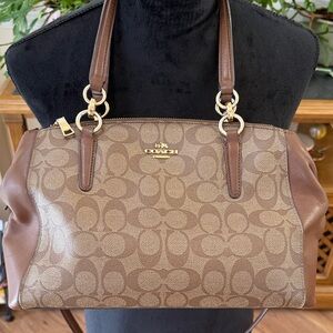 Coach small Christie carryall with signature coated canvas and leather, F58291